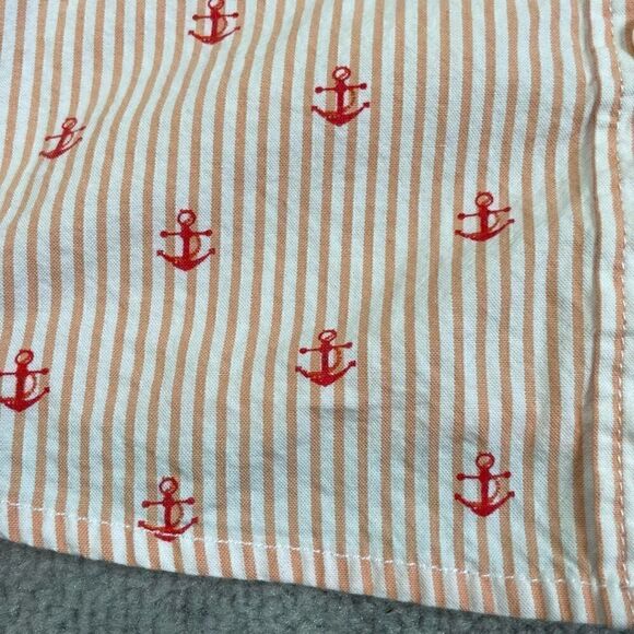 Tommy Hilfiger Women’s Medium Pink White Striped Button Down Shirt Top Anchor - Picture 3 of 5